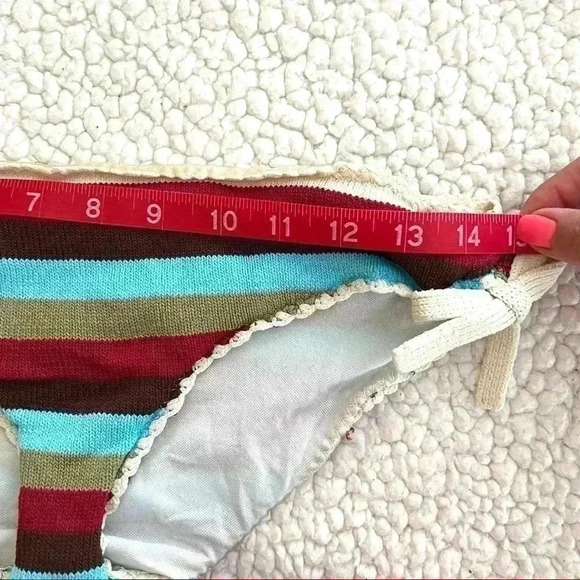 Hotkiss Knitted Striped Spaghetti Strap Tie Accent Bikini Set Size M - Picture 11 of 14